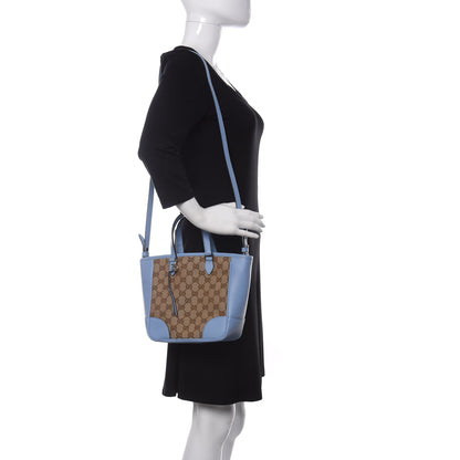 Gucci Monogram Dollar Calfskin Small Bree Tote Beige Ebony Mineral Blue 2 of 10