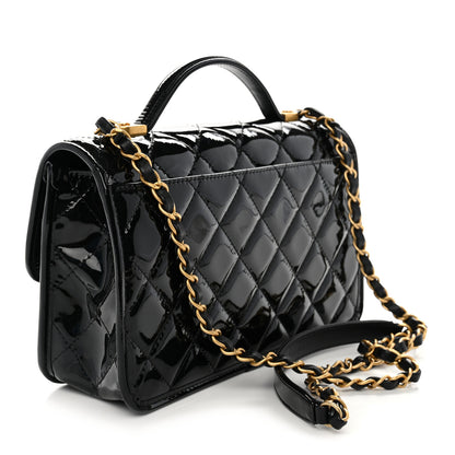 Chanel Patent Quilted Small School Memory Top Handle Flap Black 3 of 10