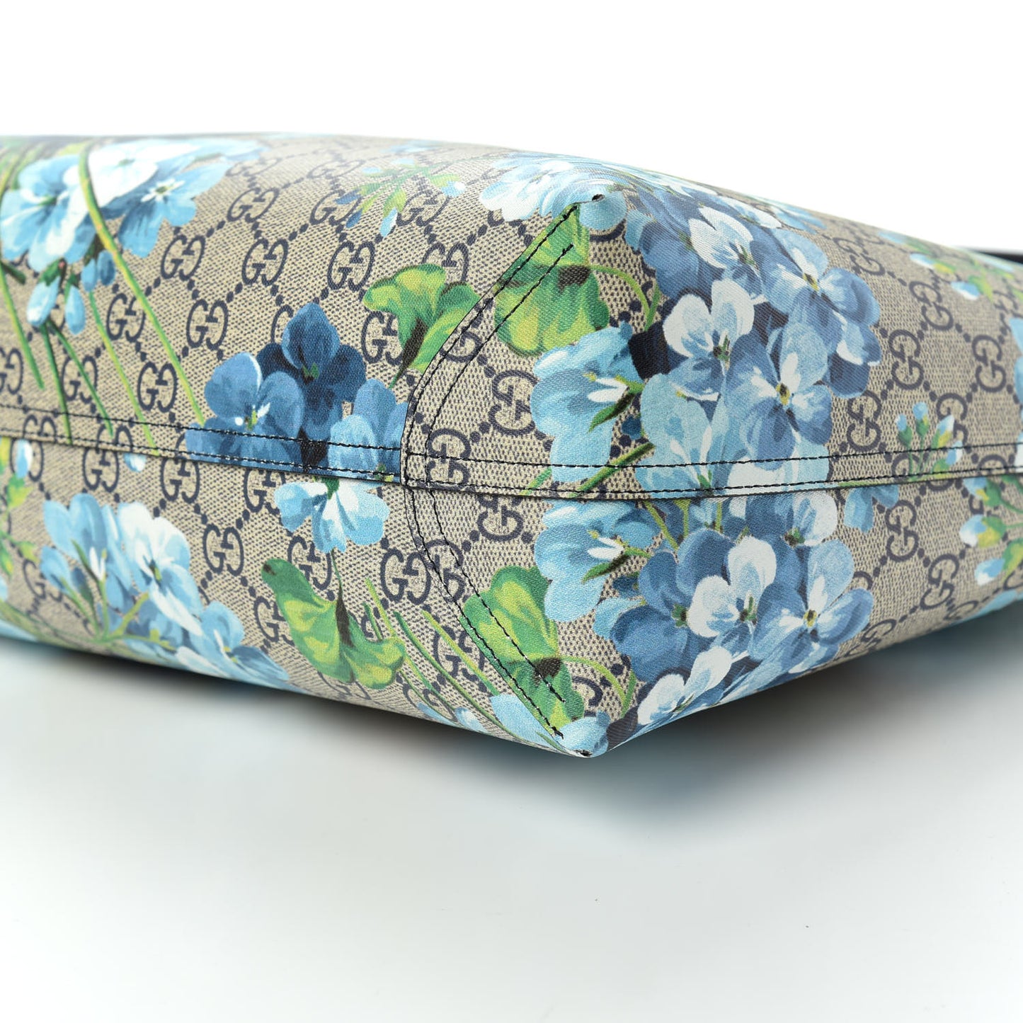 GG Supreme Monogram Blooms Medium Reversible Tote Beige Blue Navy