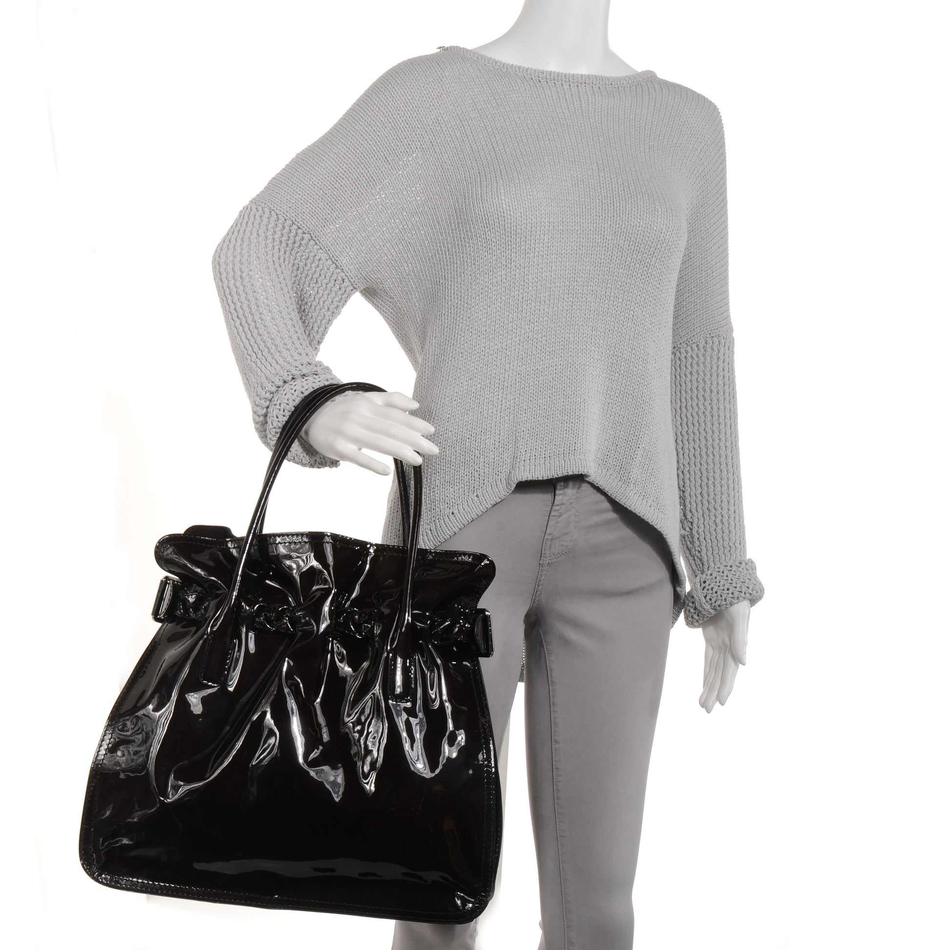 Valentino Garavani Patent Histoire Tote Black 2 of 8