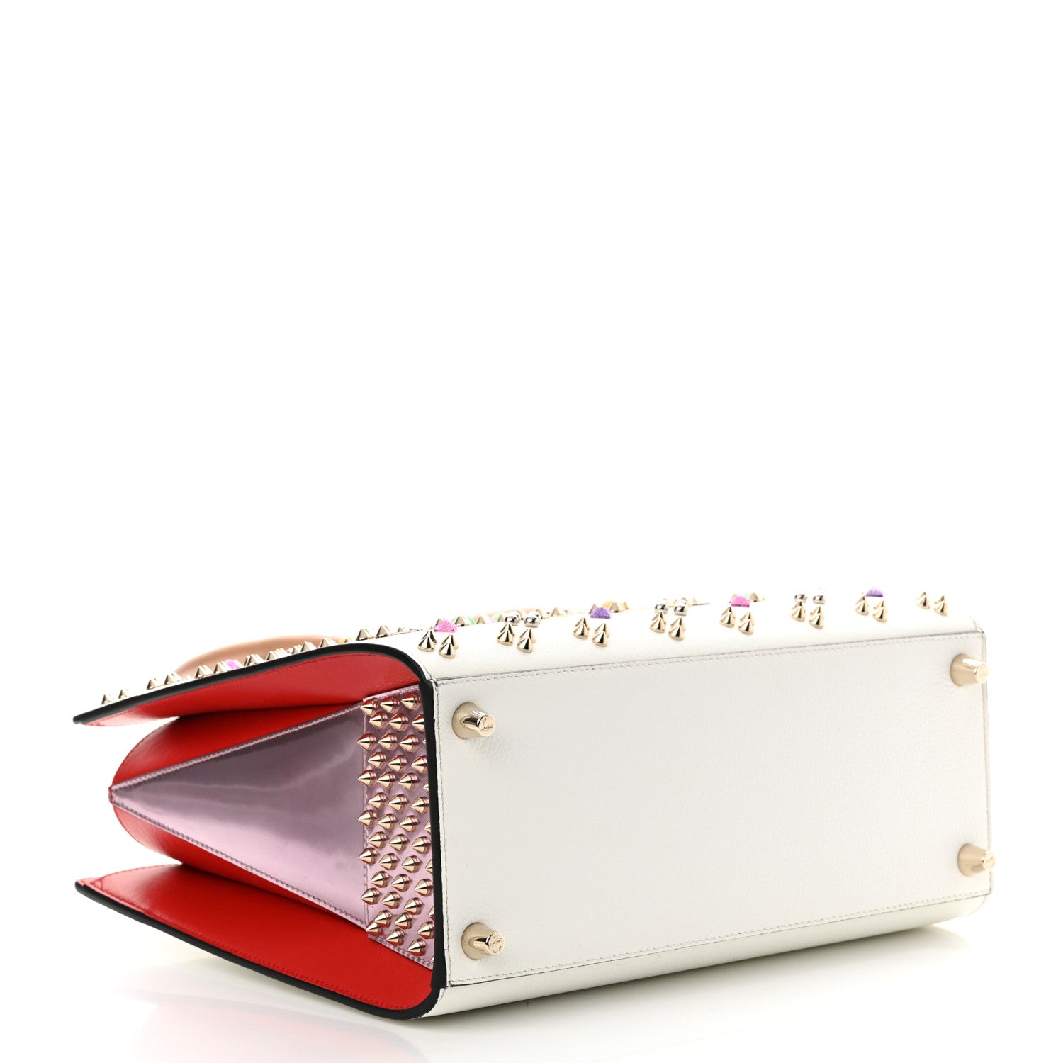 Christian Louboutin Calfskin Spikes Loubinthesky Medium Paloma White Multicolor 4 of 11