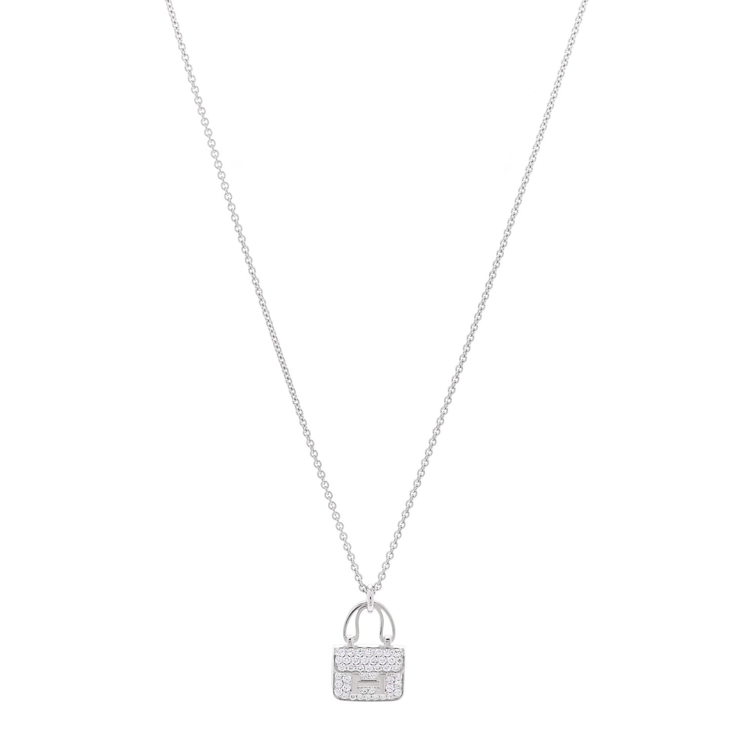 18K White Gold Diamond Constance Amulettes Pendant Necklace