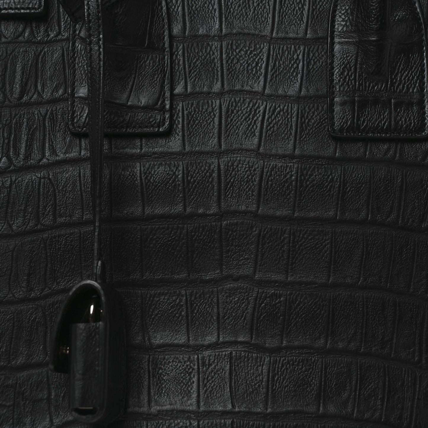 Calfskin Crocodile Embossed Small Supple Sac de Jour Black