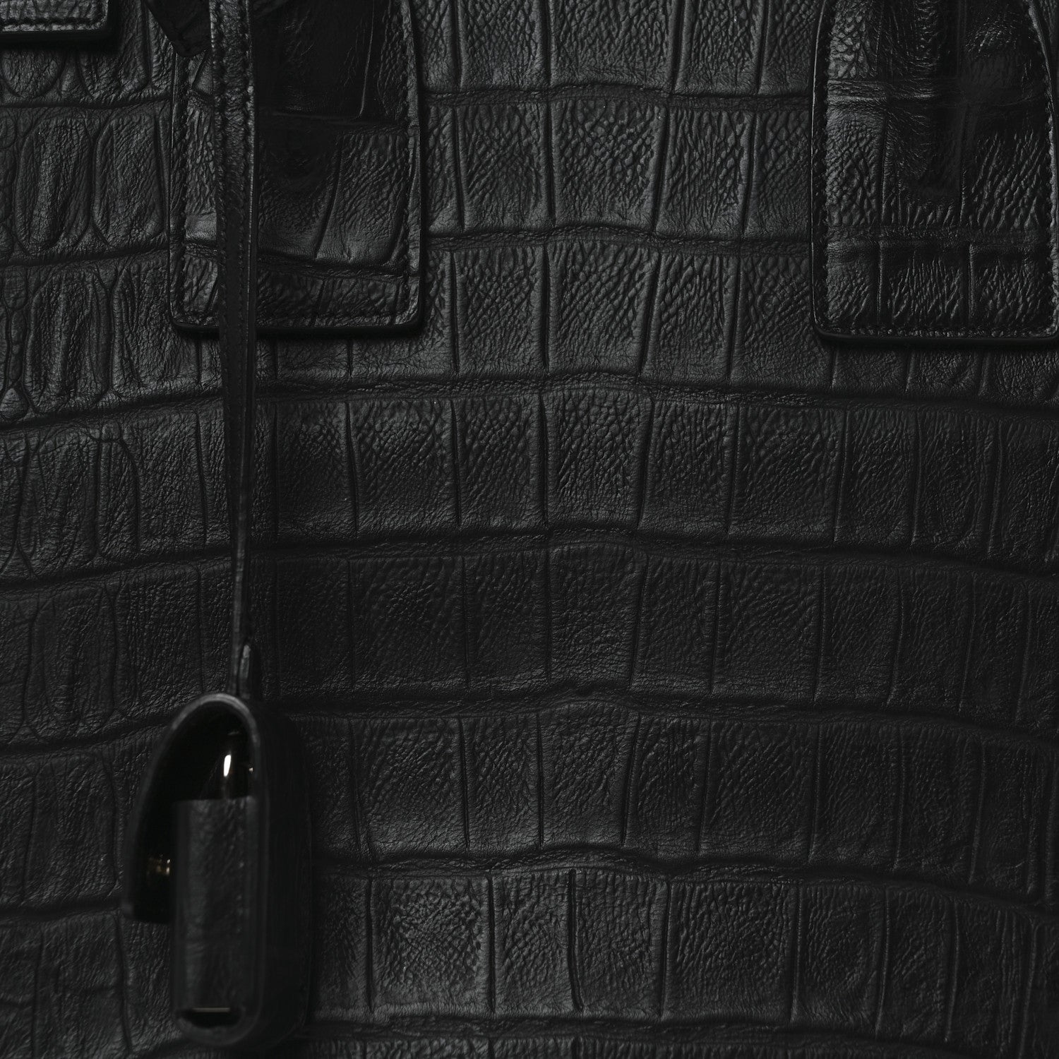 Saint Laurent Calfskin Crocodile Embossed Small Supple Sac de Jour Black 8 of 10
