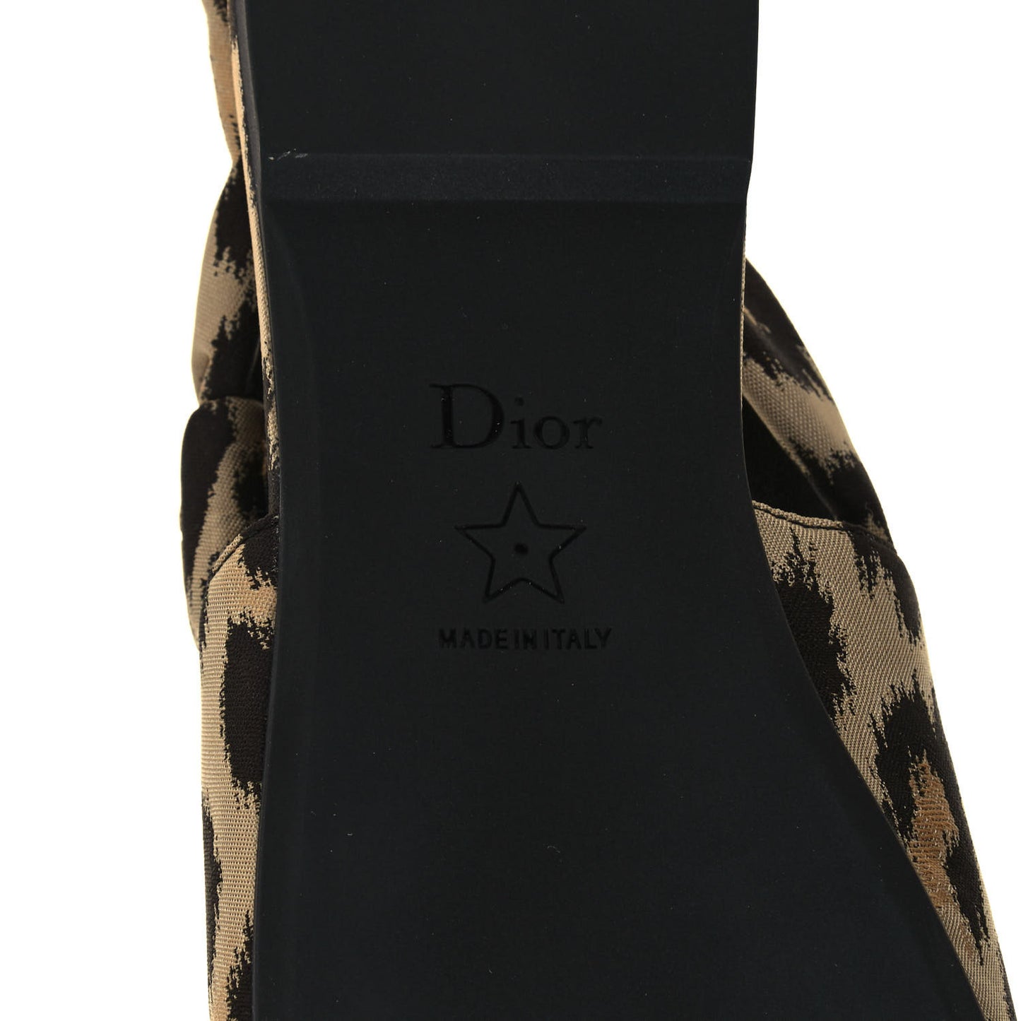 Nylon Leopard Print Mizza Slingback Flat 37 Beige Multicolor