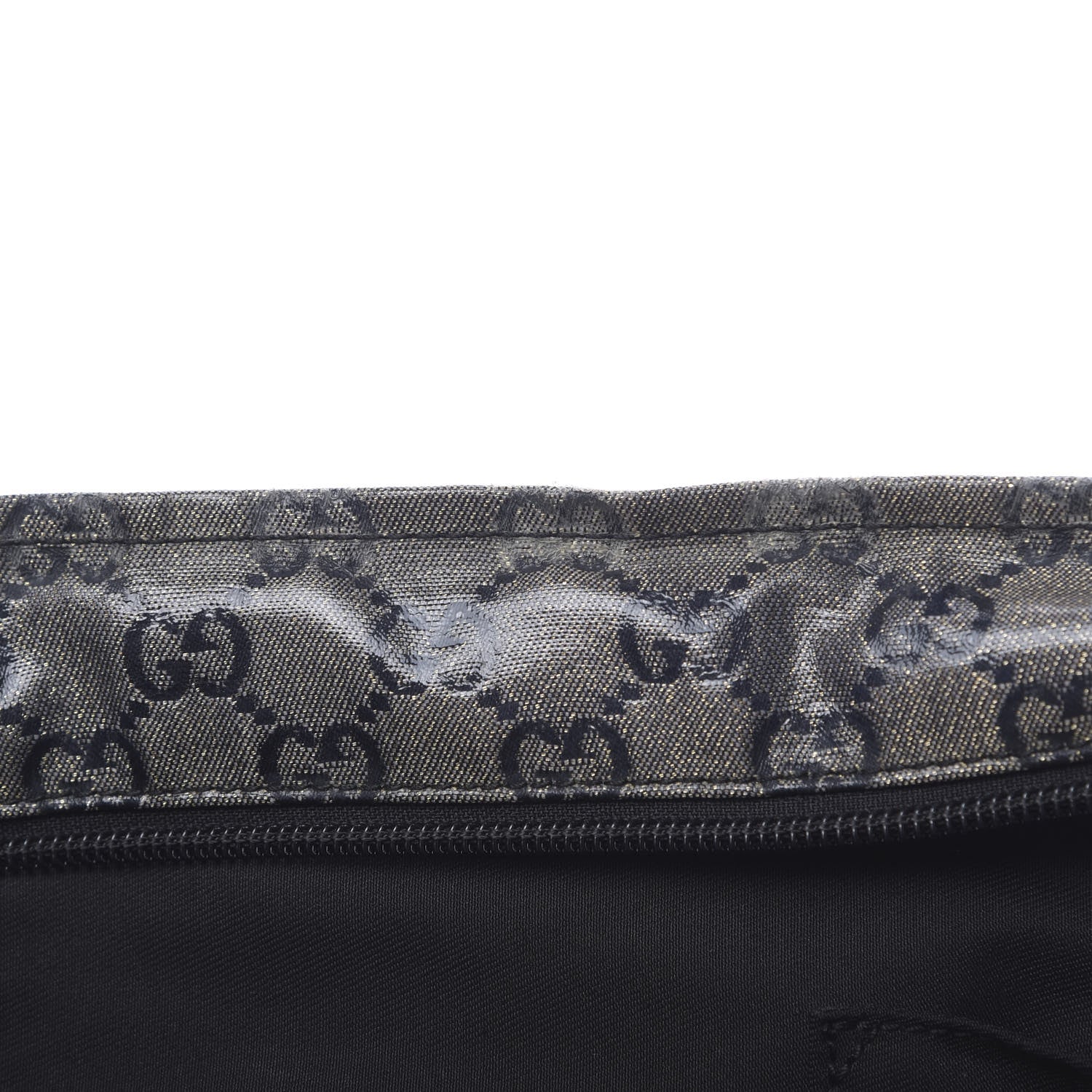 Gucci Crystal Monogram Medium Web Handle Bucket Tote Black 10 of 14