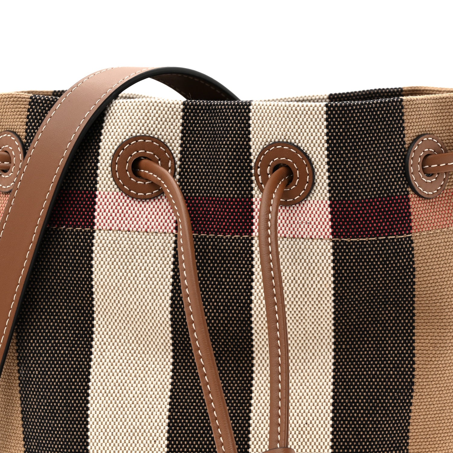 Burberry Giant Check Canvas Small Bucket Bag Taupe Brown 8 of 10
