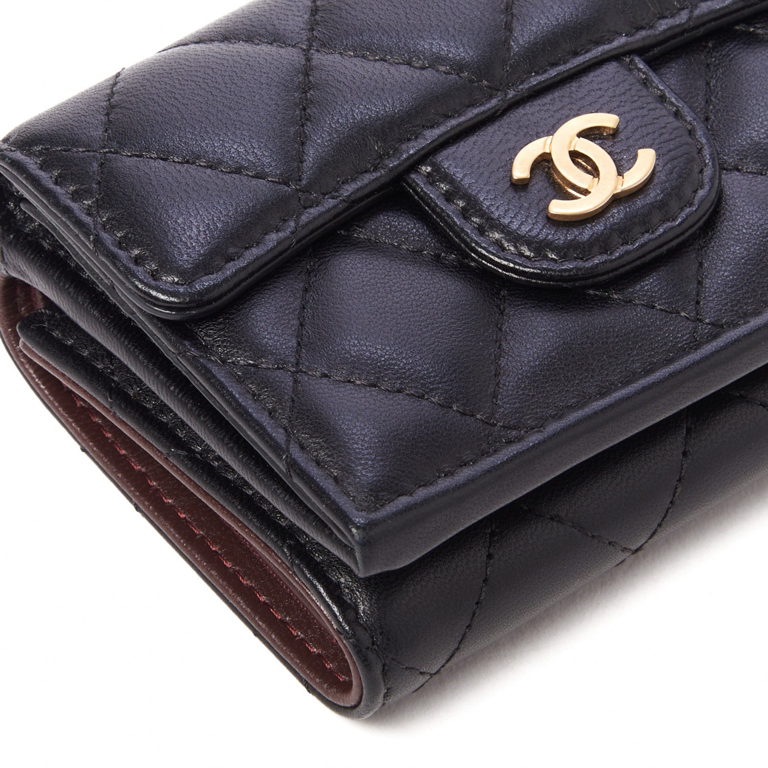 Chanel Lambskin Quilted Double Flap Wallet Black 5 of 9