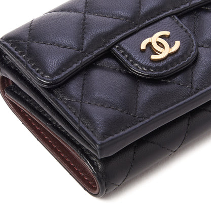 Chanel Lambskin Quilted Double Flap Wallet Black 5 of 9