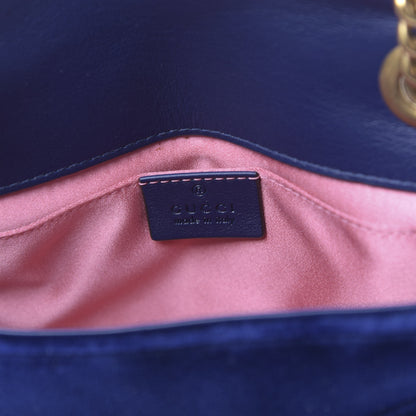 Gucci Velvet Matelasse Mini GG Marmont Shoulder Bag Cobalt Blue 6 of 10