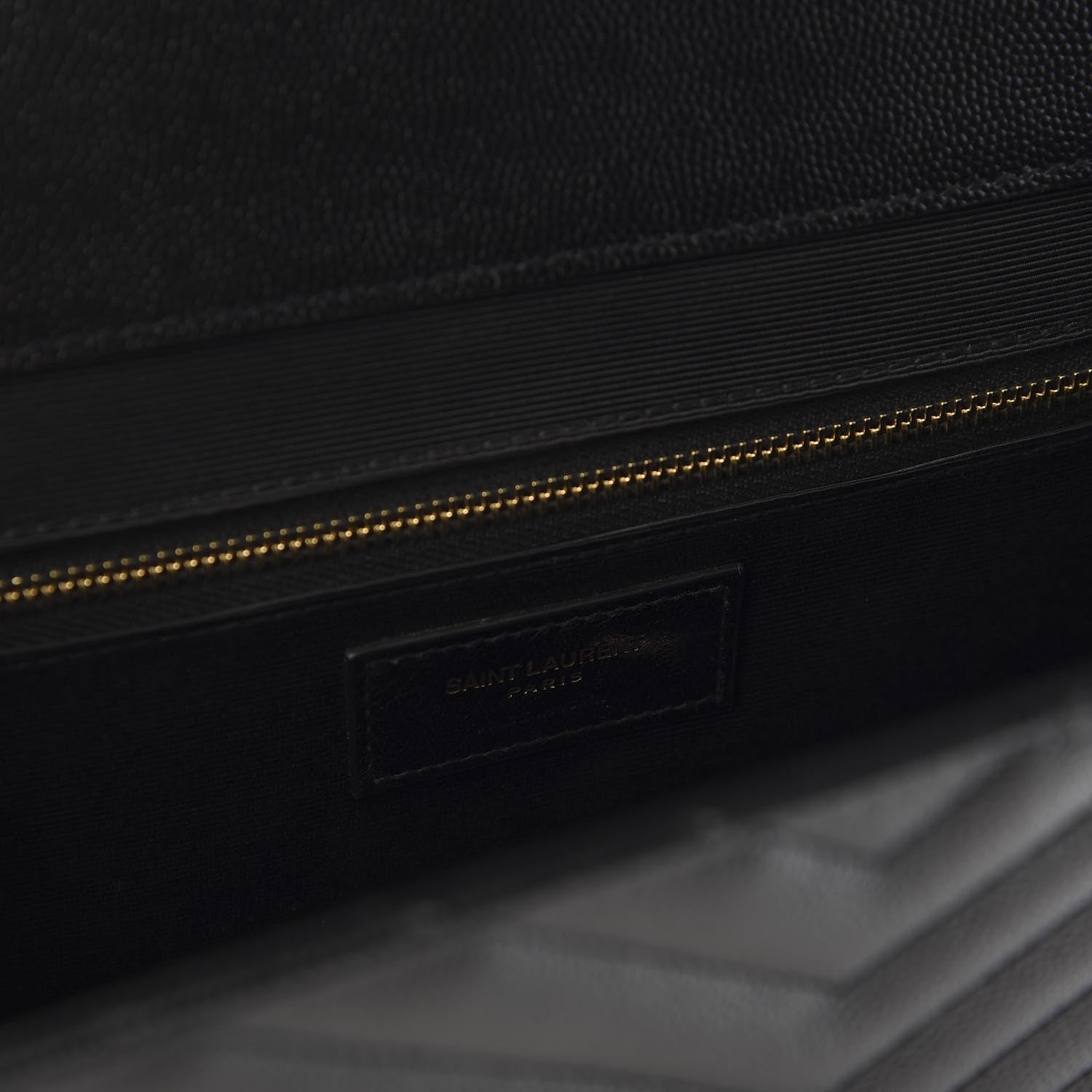 Saint Laurent Grain De Poudre Matelasse Chevron Large Monogram Satchel Black 7 of 9