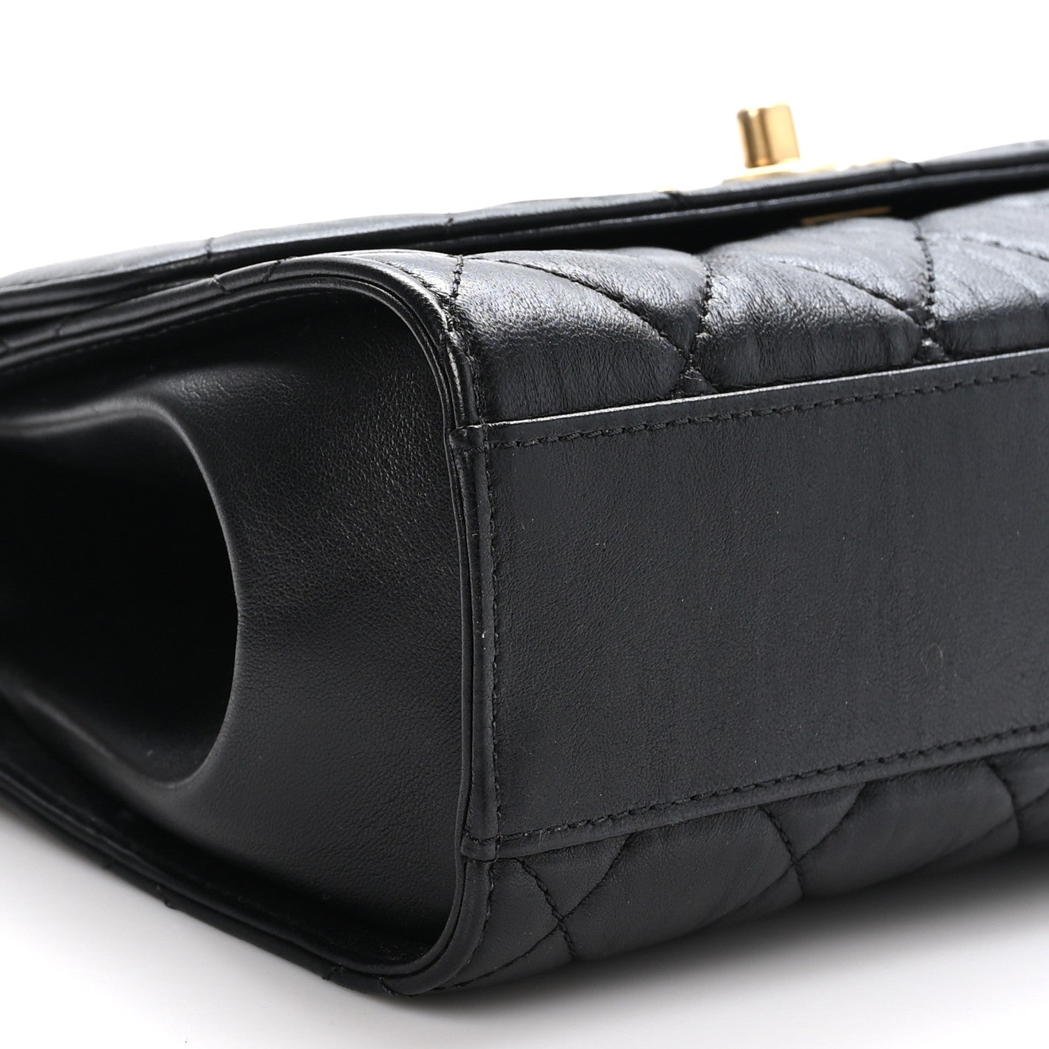 Chanel Crumpled Lambskin Quilted Small CC Links Top Handle Flap Black 9 of 11