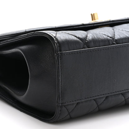 Chanel Crumpled Lambskin Quilted Small CC Links Top Handle Flap Black 9 of 11