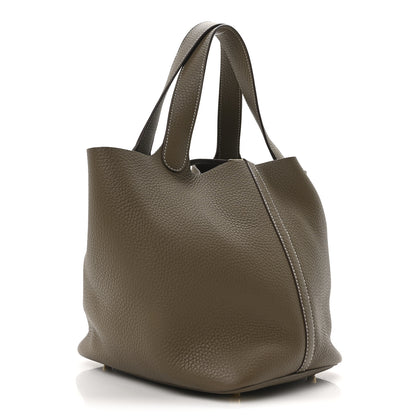 Hermes Taurillon Clemence Picotin Lock 22 MM Etoupe 3 of 10