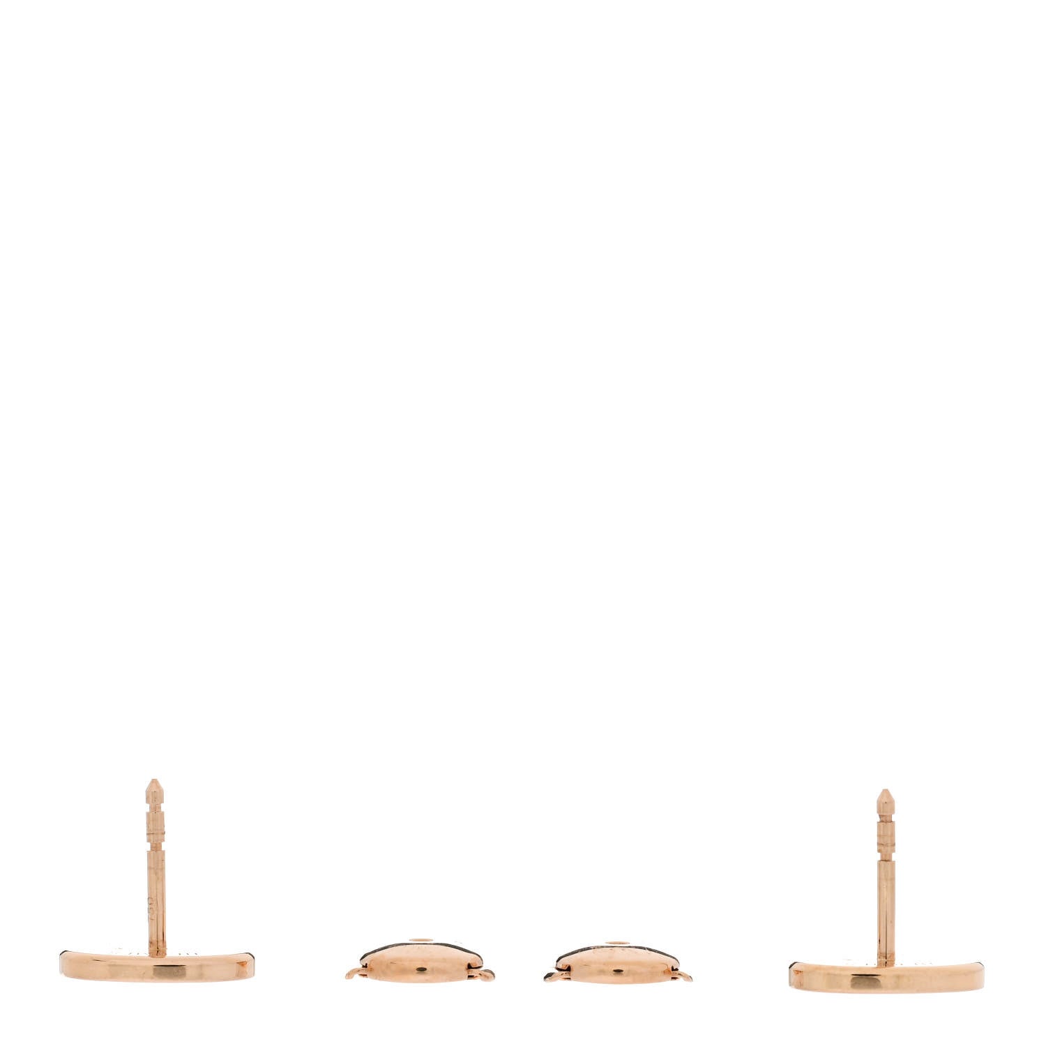 Hermes 18K Rose Gold Diamond Chaine d'Ancre Contour Stud Earrings 3 of 4
