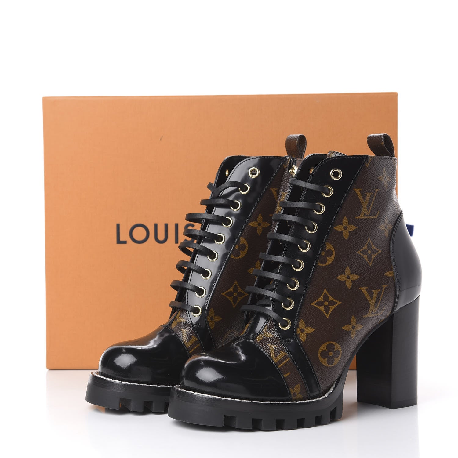 Louis Vuitton Patent Calfskin Monogram Star Trail Ankle Boots 37 Black 14 of 14