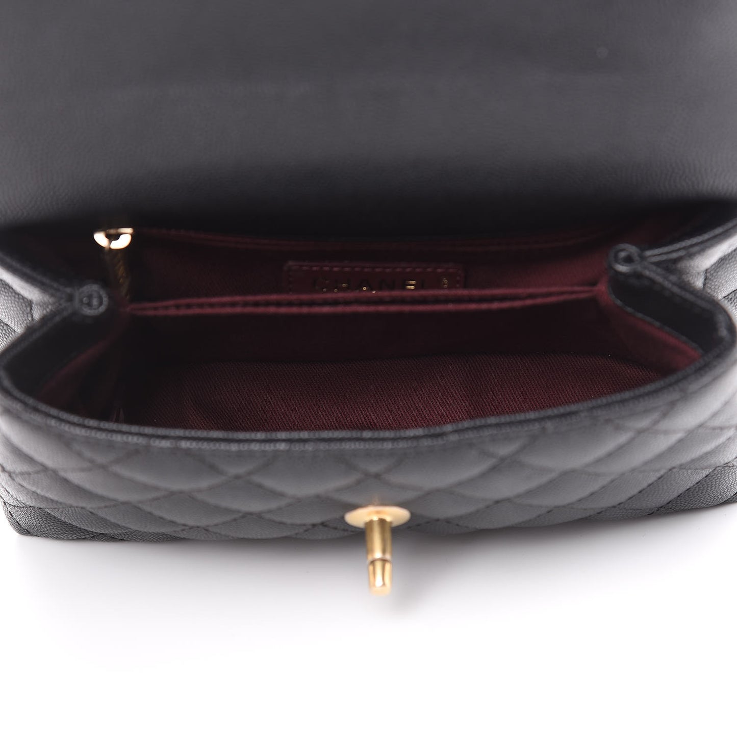Caviar Quilted Mini Coco Handle Flap Black