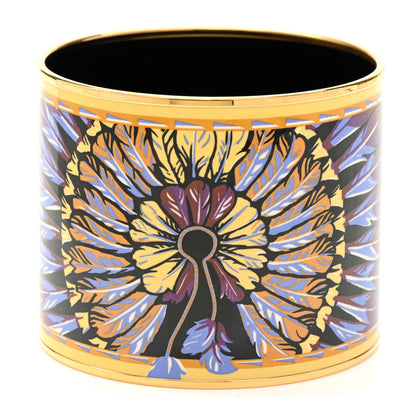 Hermes Enamel Printed Mega Wide Brazil Bracelet 70 Black 1 of 5