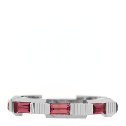 Gucci 18K White Gold Rubellite Narrow Link to Love Ring 52 6 1 of 6