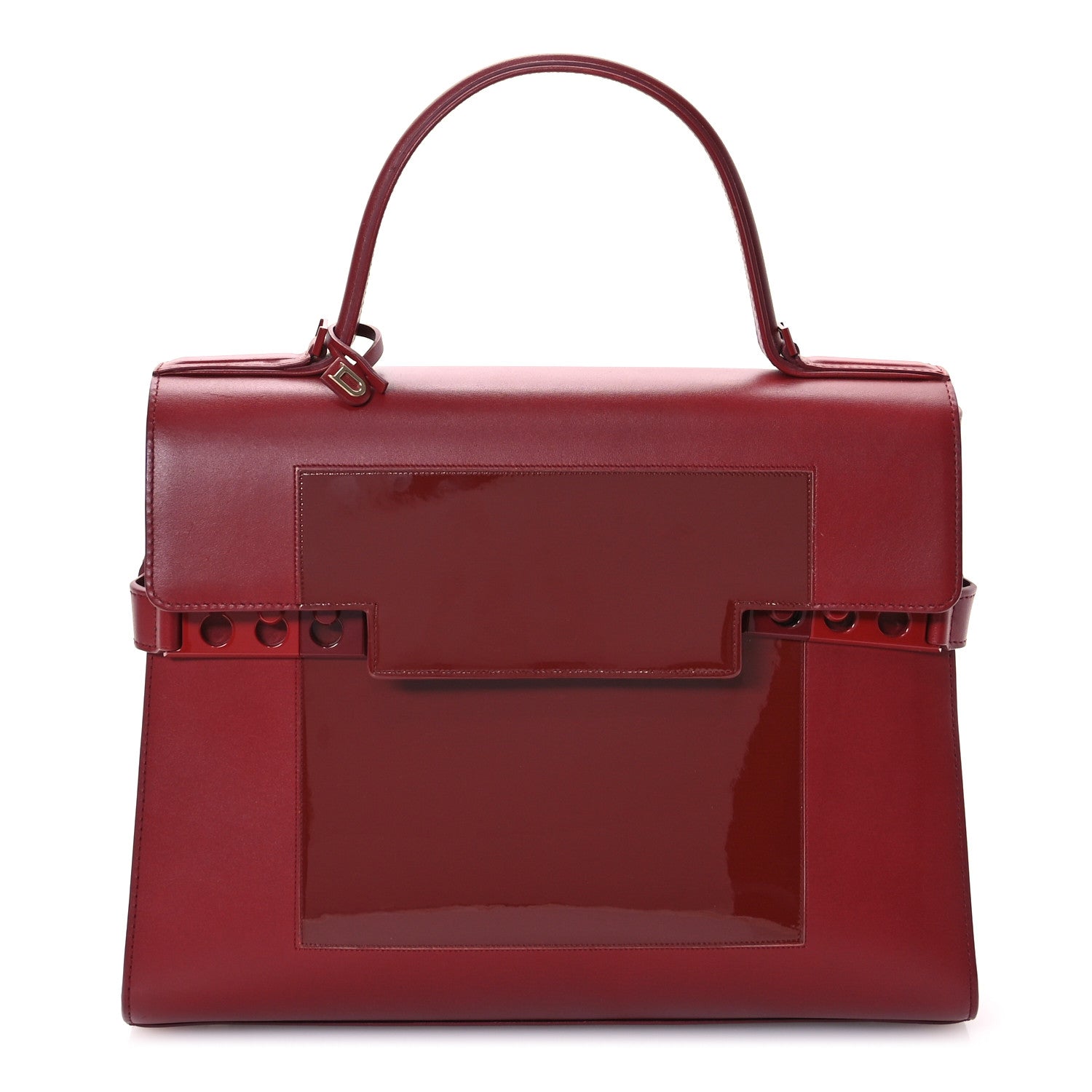 Delvaux Calfskin Patent Calfskin GM Tempete Satchel Red 1 of 13