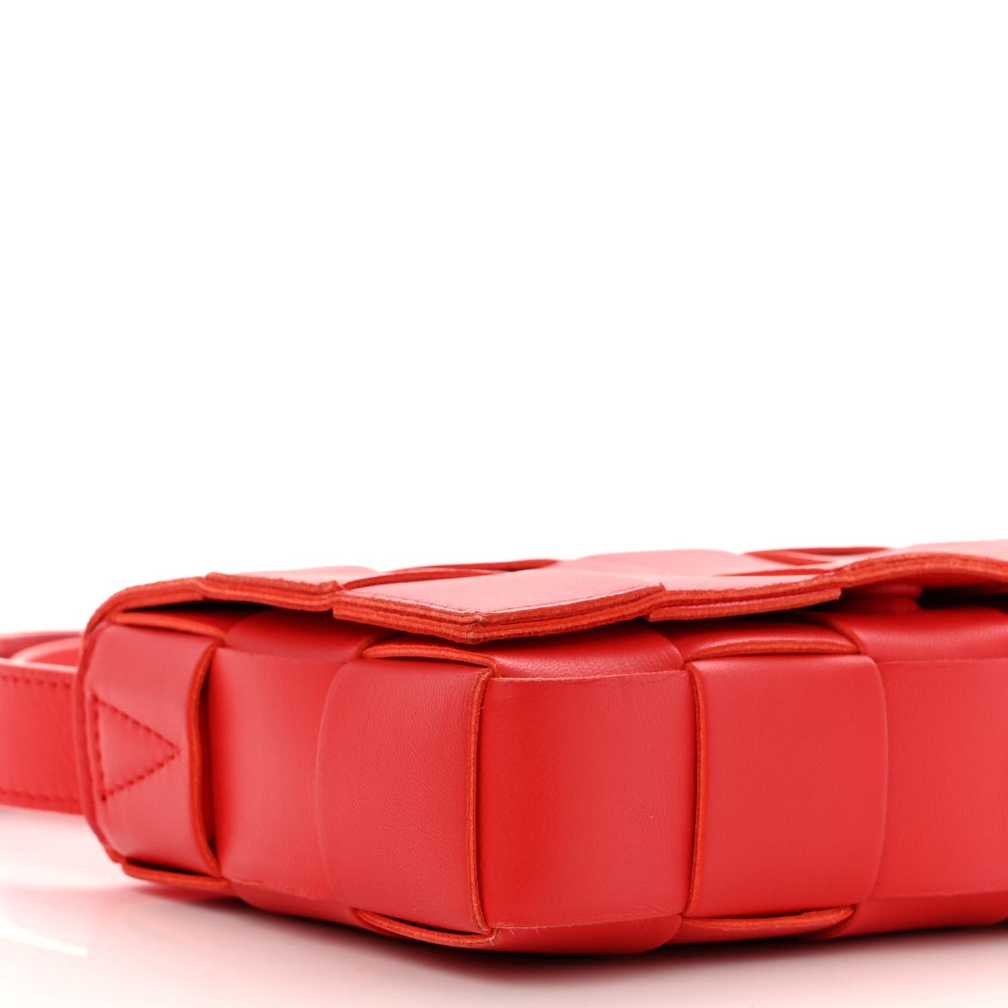 Lambskin Maxi Intrecciato Small Cassette Crossbody Bag Bright Red