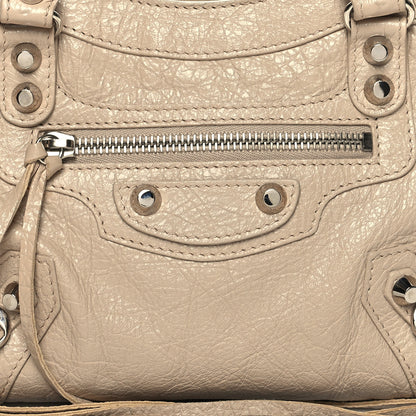 Balenciaga Agneau Classic Silver Hardware Mini City Logo Strap Light Beige Black 9 of 12
