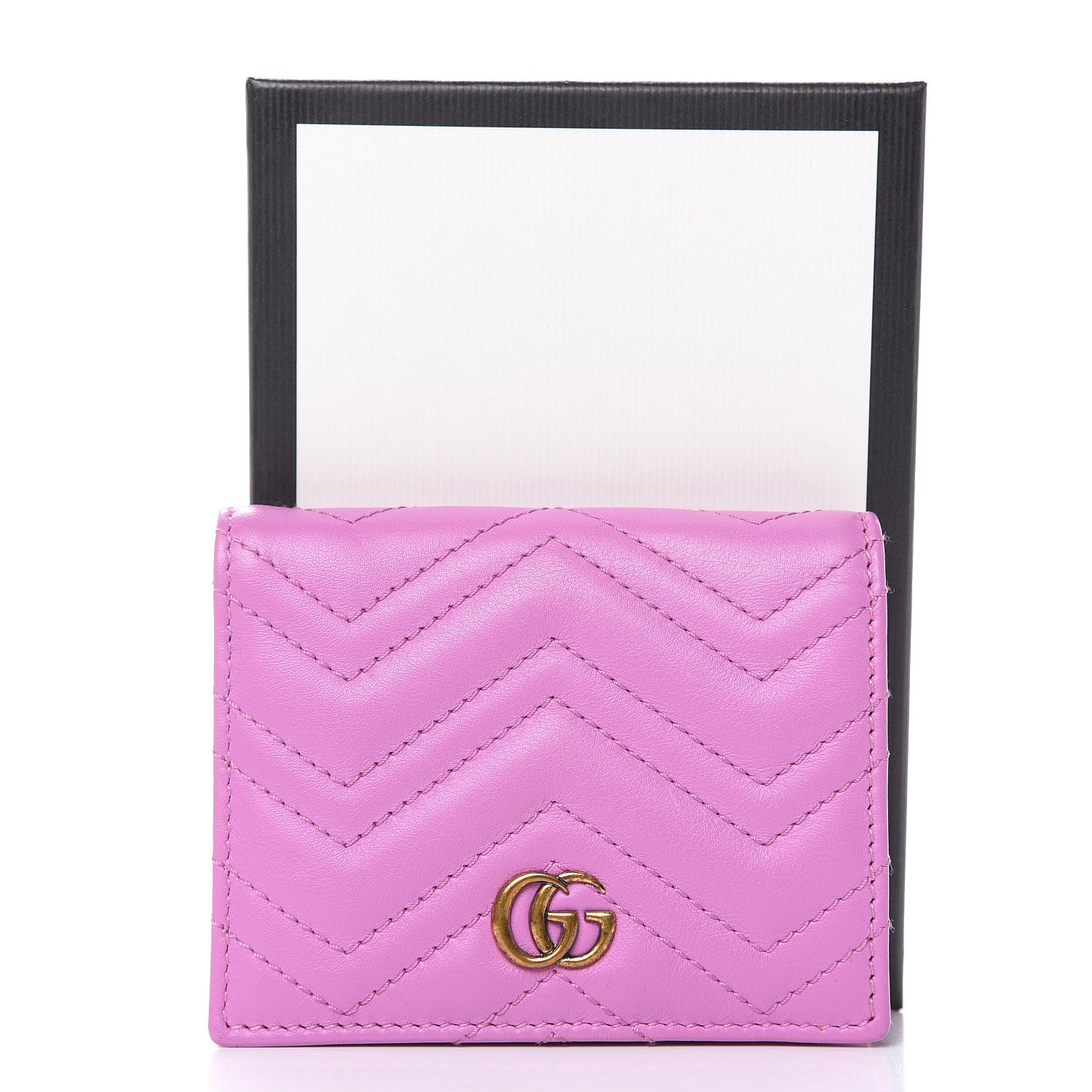 Gucci Calfskin Matelasse GG Marmont Card Case Candy Mousse 8 of 8