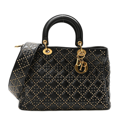 Christian Dior Calfskin Cannage Studded Large Supple Lady Dior  Black 1 of 10