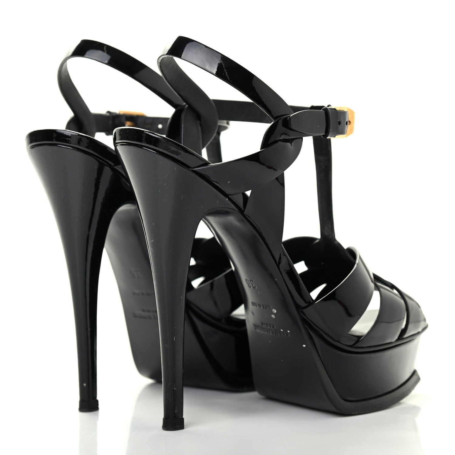 Saint Laurent Patent Tribute 105 Platform Sandals 36 Black 4 of 10