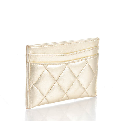 Chanel Metallic Lambskin Quilted CC Card Holder Gold 3 of 8
