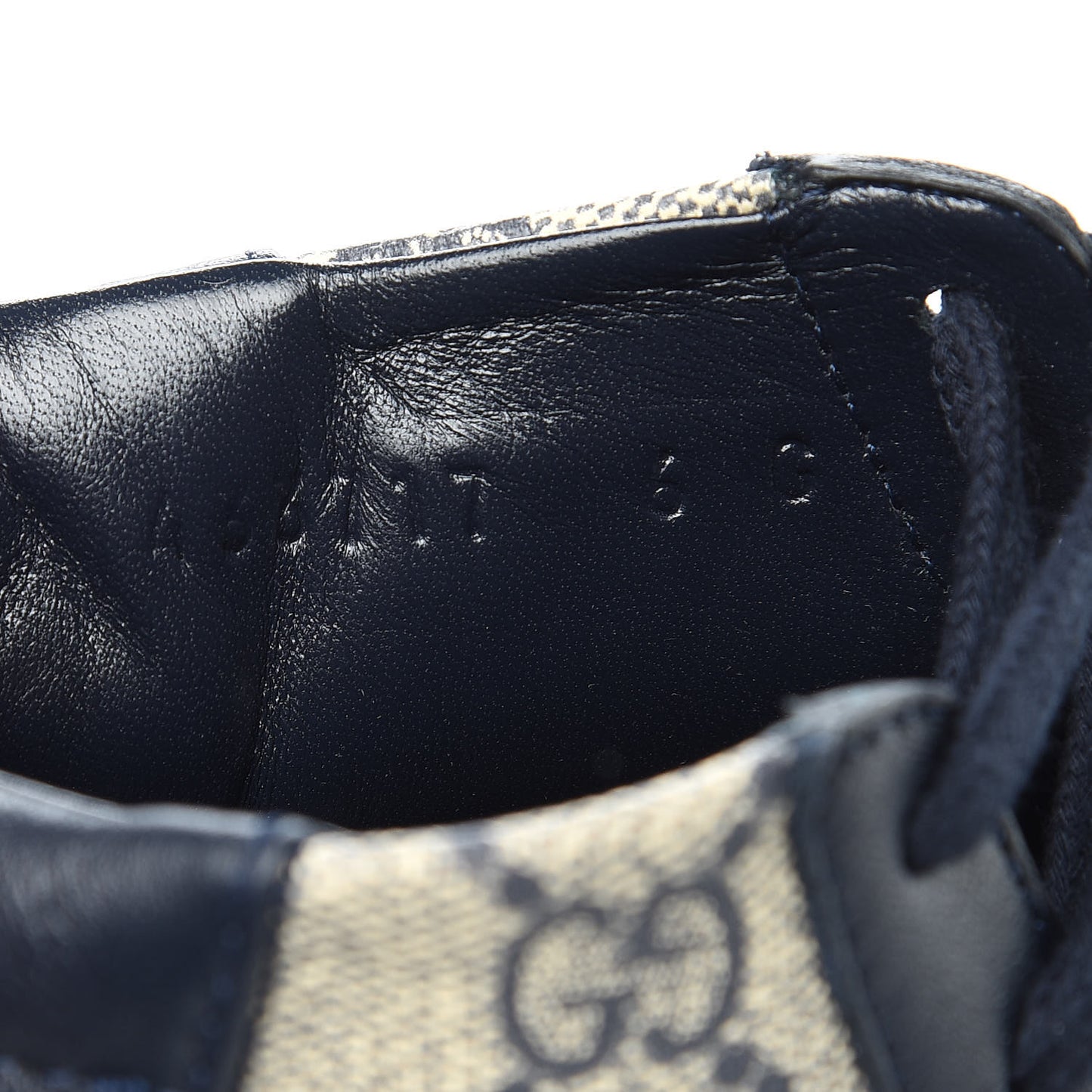 GG Supreme Monogram Calfskin Mens Hightop Sneakers 6 Beige Blue