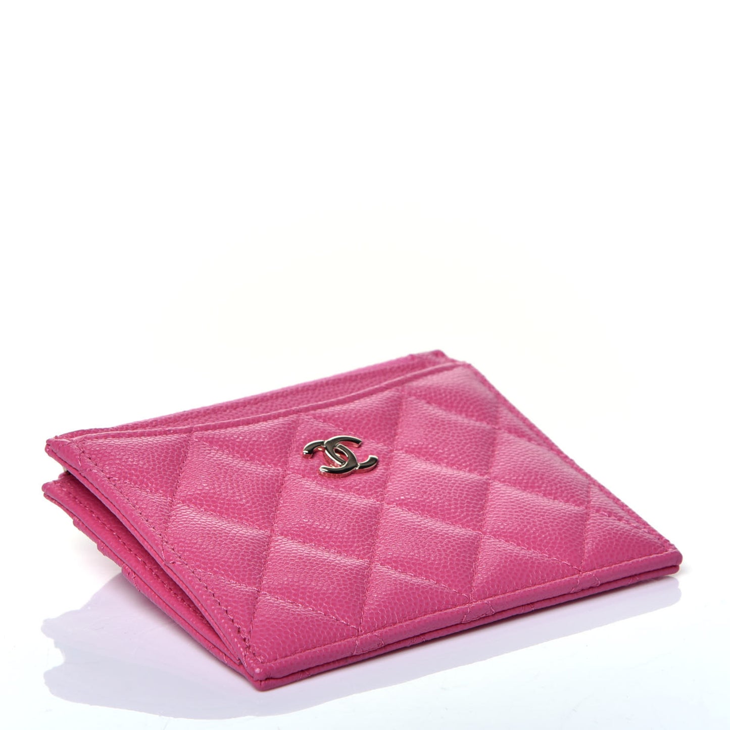 Caviar Quilted CC Zip Card Holder Pink
