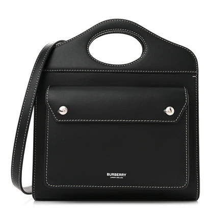 Burberry Smooth Calfskin Topstitched Mini Pocket Bag Black 1 of 9