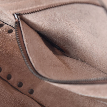 Valentino Garavani Pebbled Calfskin Medium Rockstud Rolling Flap Saddle Bag Soft Noisette 7 of 9