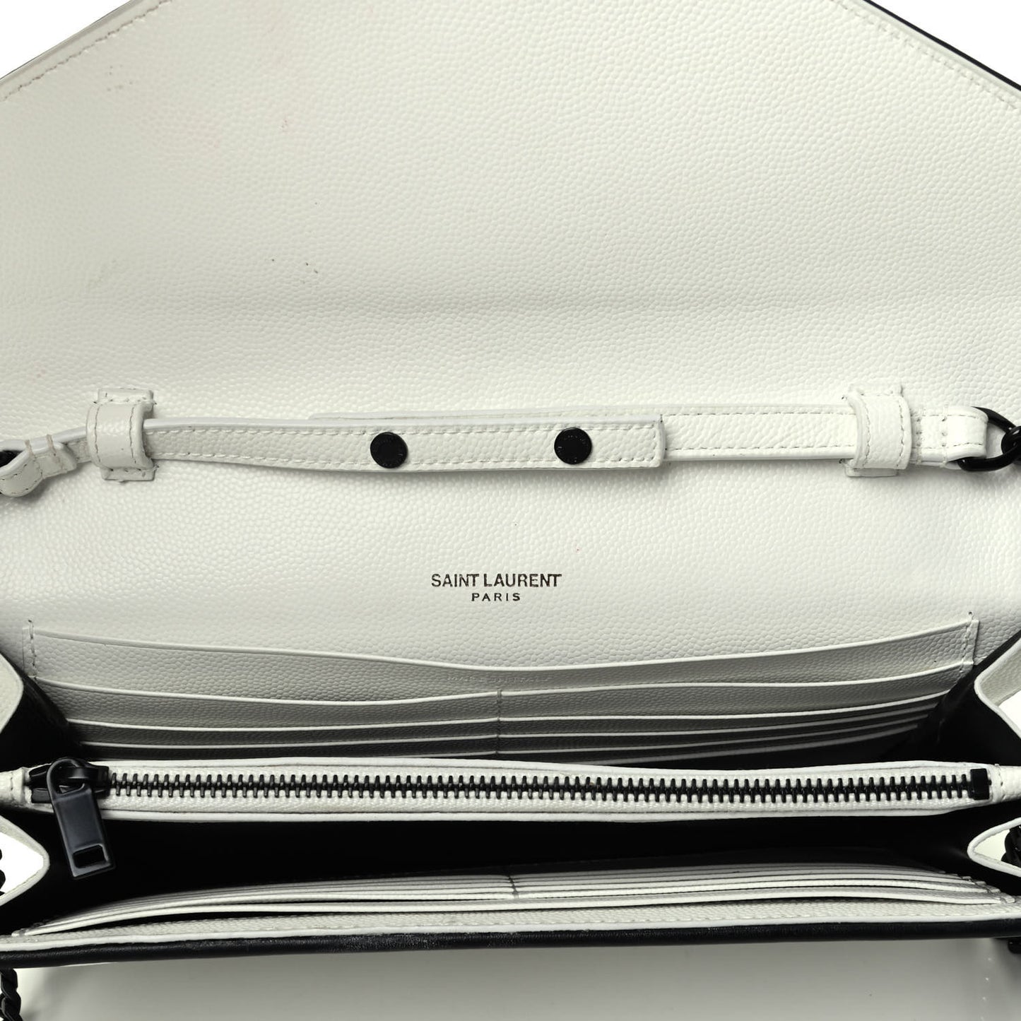 Grain De Poudre Matelasse Monogram Chain Wallet White Black