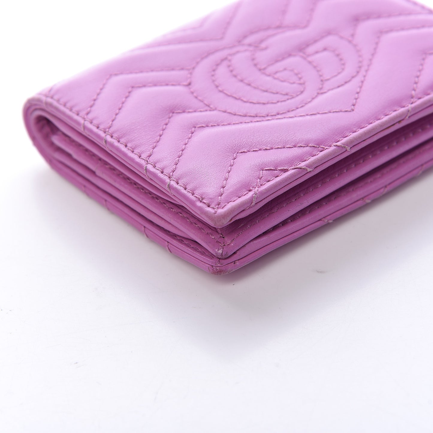 Calfskin Matelasse GG Marmont Card Case Candy Mousse
