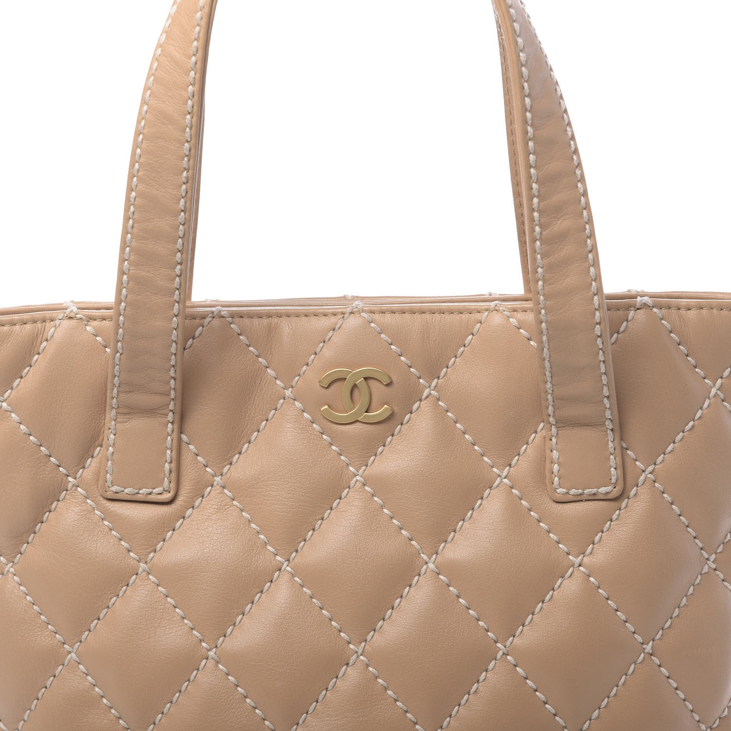 Chanel Calfskin Wild Stitch Tote Beige 11 of 12