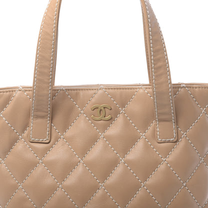 Chanel Calfskin Wild Stitch Tote Beige 11 of 12