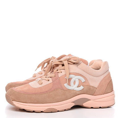 Chanel Nylon Lambskin Suede Calfskin CC Sneakers 39 Pink 3 of 9