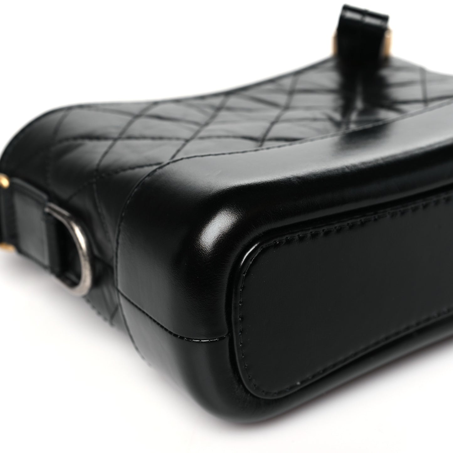 Aged Calfskin Quilted Small Gabrielle Hobo Black