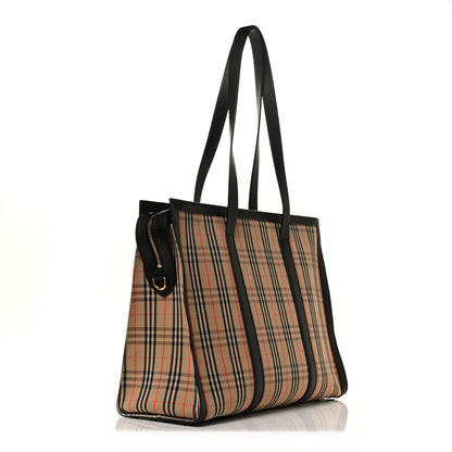 Burberry Calfskin 1983 Knight Check Link Zip Tote Black 3 of 9