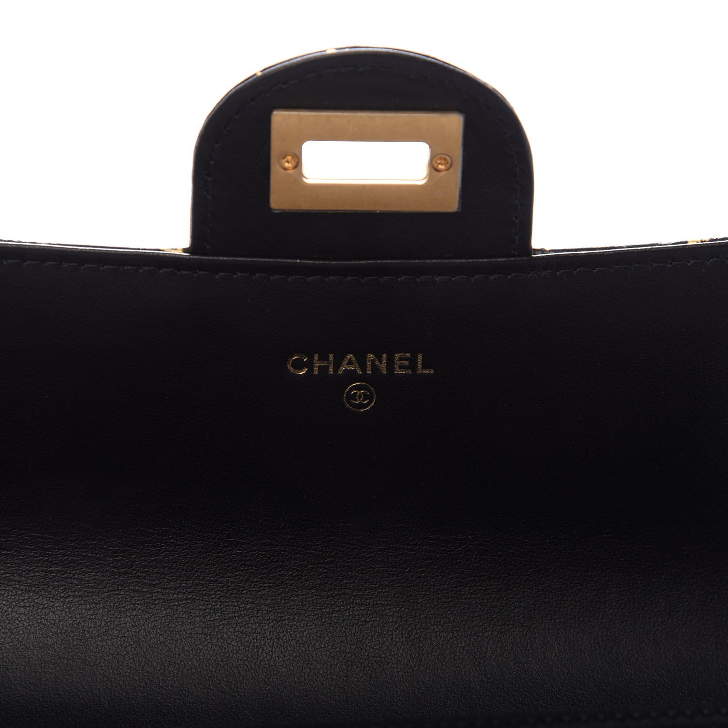 Chanel Calfskin Crocodile Embossed Graffiti 2.55 Cocodile Reissue Long Flap Black Gold 6 of 10