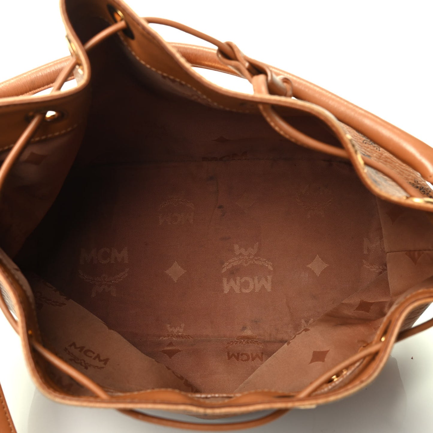 Visetos Drawstring Bucket Bag Cognac