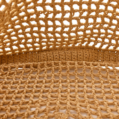 Prada Yarn Raffia Effect Crochet Logo Embroidered Tote Bag Naturale 5 of 9