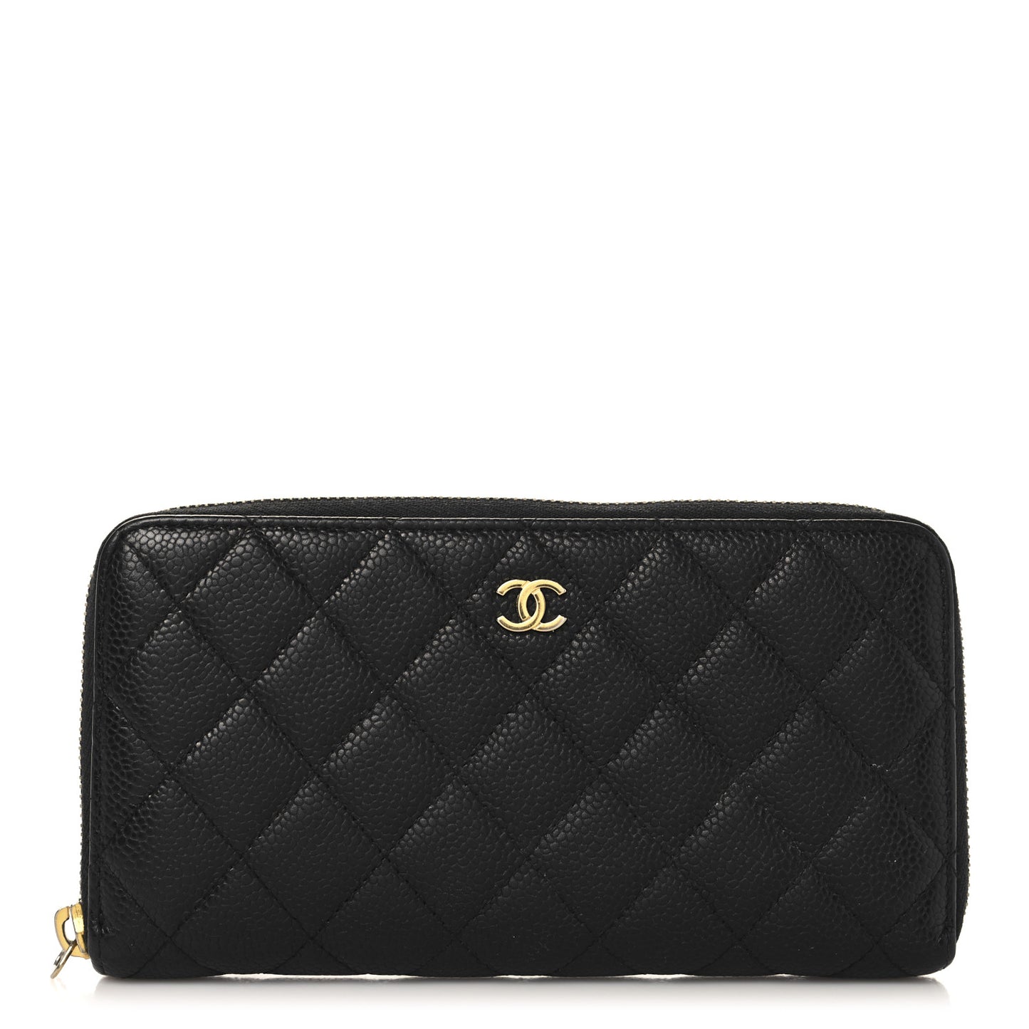 Caviar Quilted Large Gusset Zip Around Wallet Black