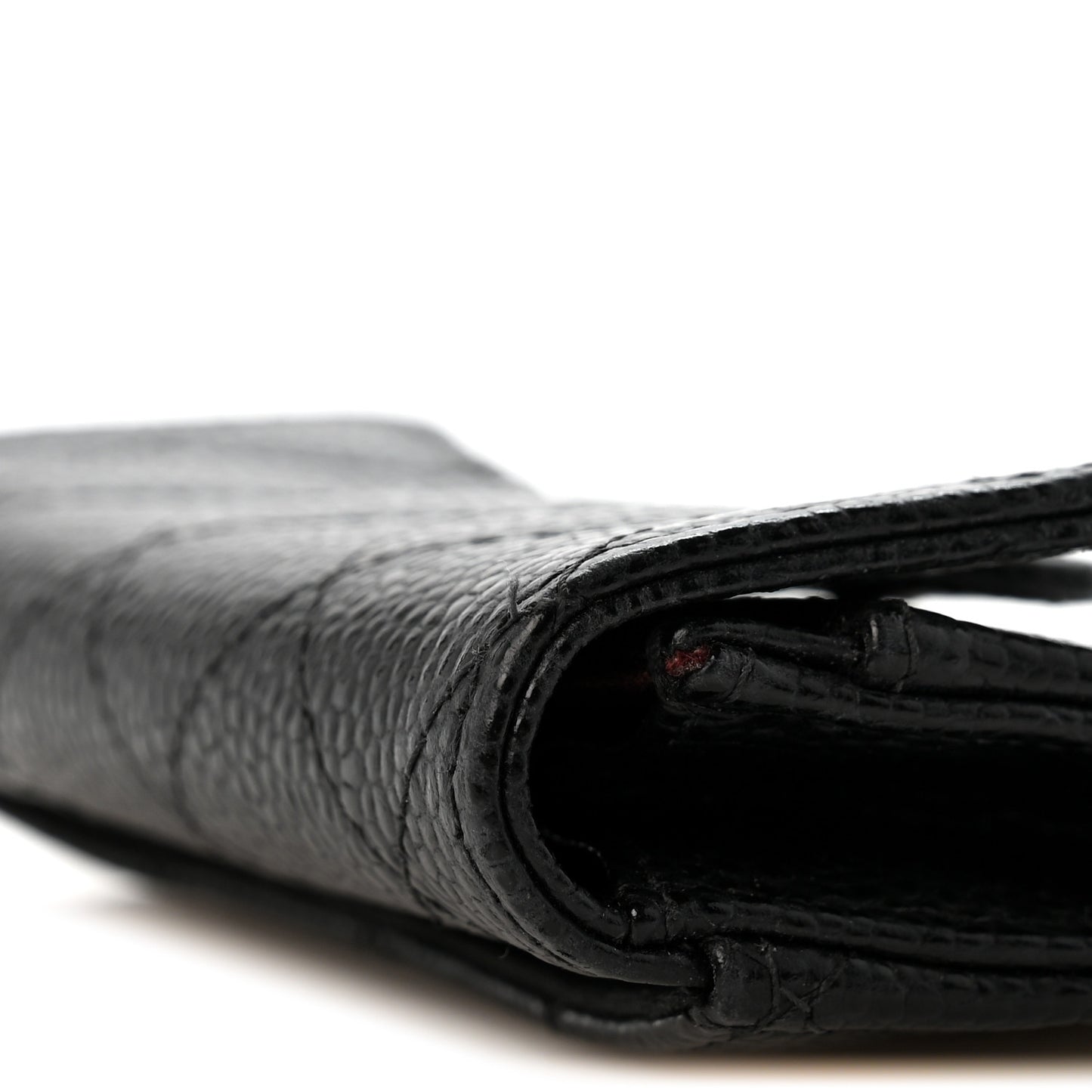 Caviar Quilted Flap Card Holder Wallet Black