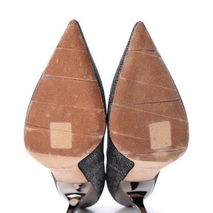 Jimmy Choo Glitter Pointy Toe Romy 100 Pumps 36.5 Anthracite 10 of 12