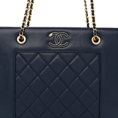 Chanel Sheepskin Quilted Small Mademoiselle Vintage Shopping Tote Navy 8 of 12