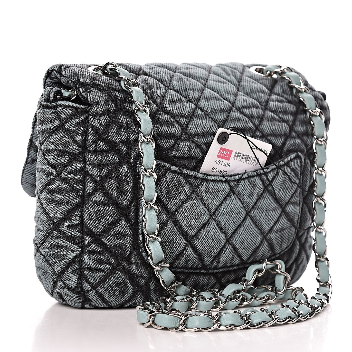Denim Quilted Small Denimpression Flap Blue Black