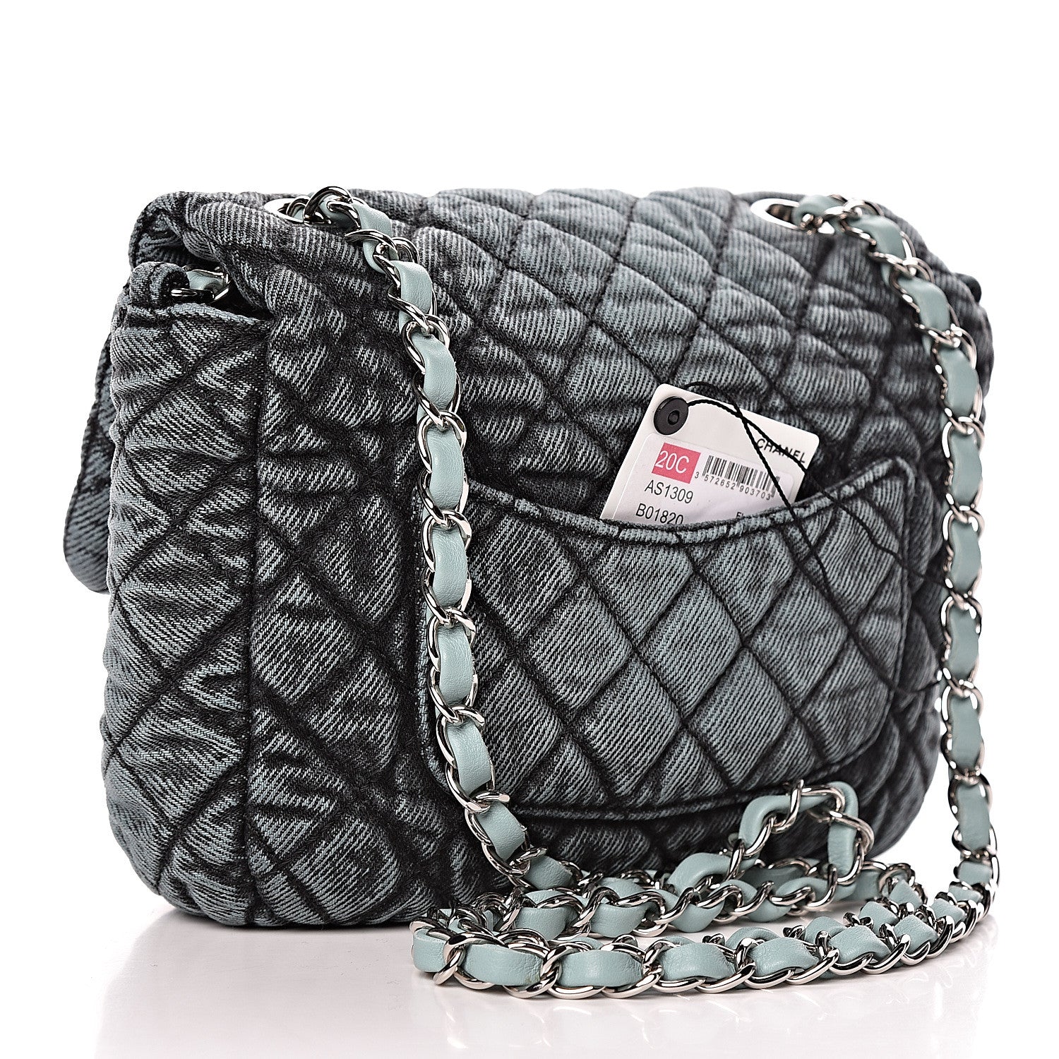 Chanel Denim Quilted Small Denimpression Flap Blue Black 3 of 10